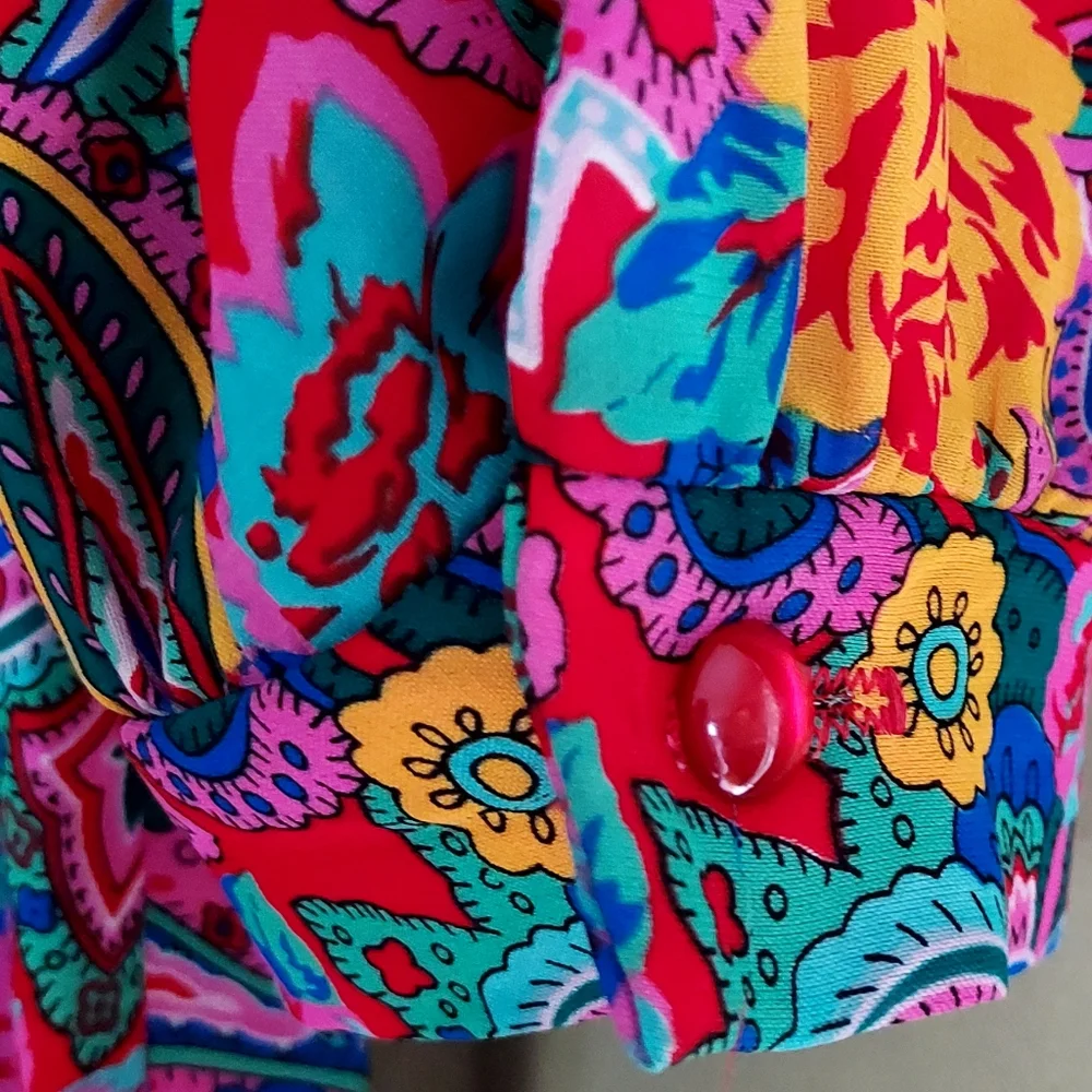 Vintage Colorful Paisley Floral Print Dress - Picture 5 of 12